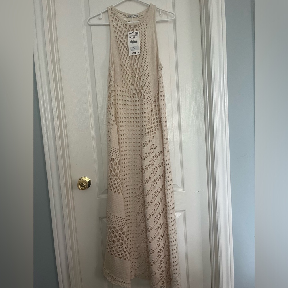 NWT ZARA Open Knit Beach CoverUp Dress